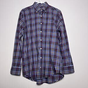 Peter Millar Men's Purple Blue Plaid Long Sleeve Button Down Shirt Sz M Everyday